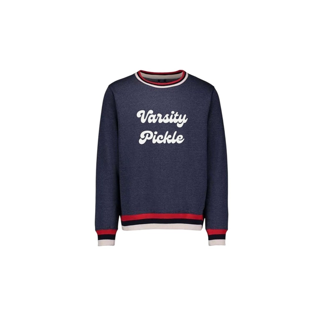 Varsity‎ Pickle Sweatshirt Unisex Medium Blue Excellent Striped Ribbed Pullover